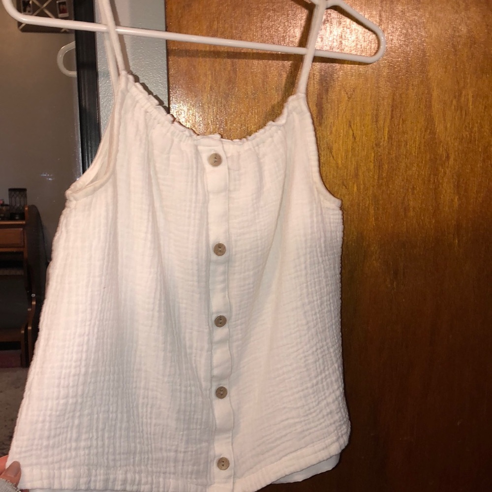 White Button up tank top